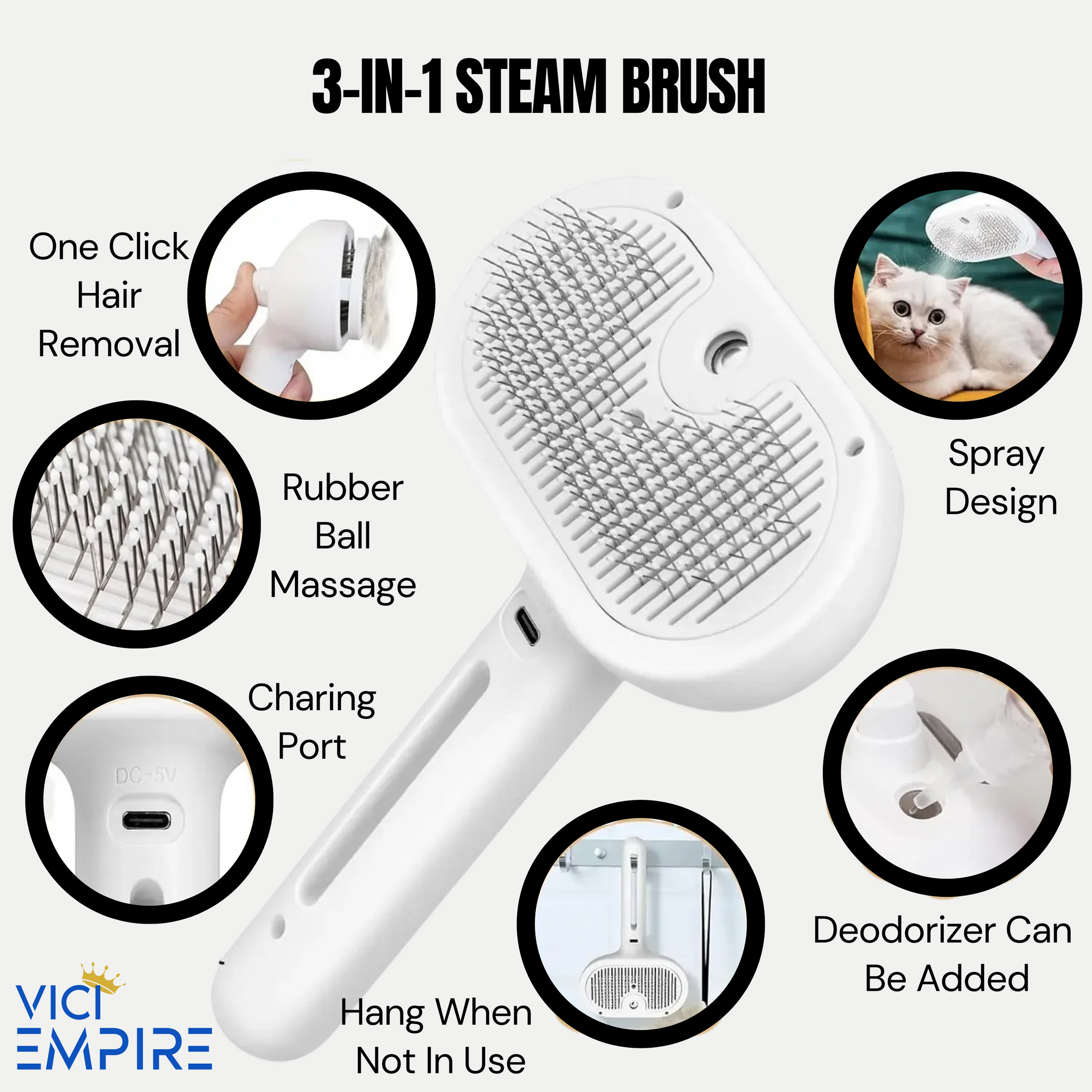 VICI EMPIRE Steam Grooming Comb – Spa-Quality Grooming, Effortless Shedding Control - VICI EMPIRE