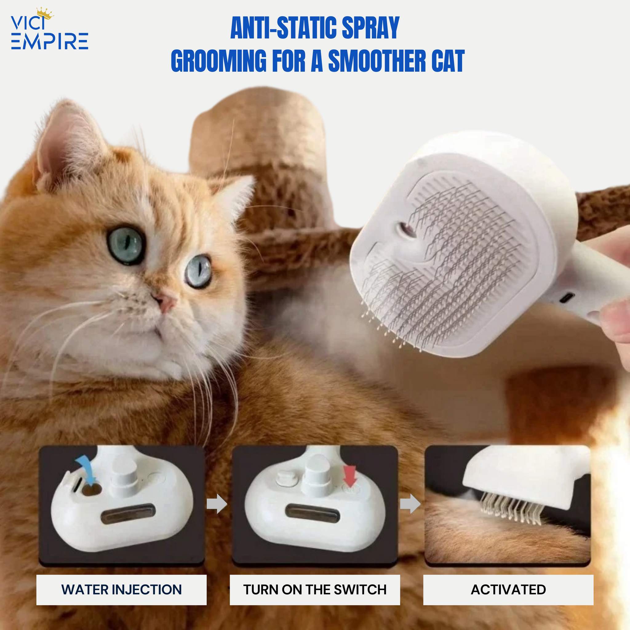 VICI EMPIRE Steam Grooming Comb – Spa-Quality Grooming, Effortless Shedding Control - VICI EMPIRE