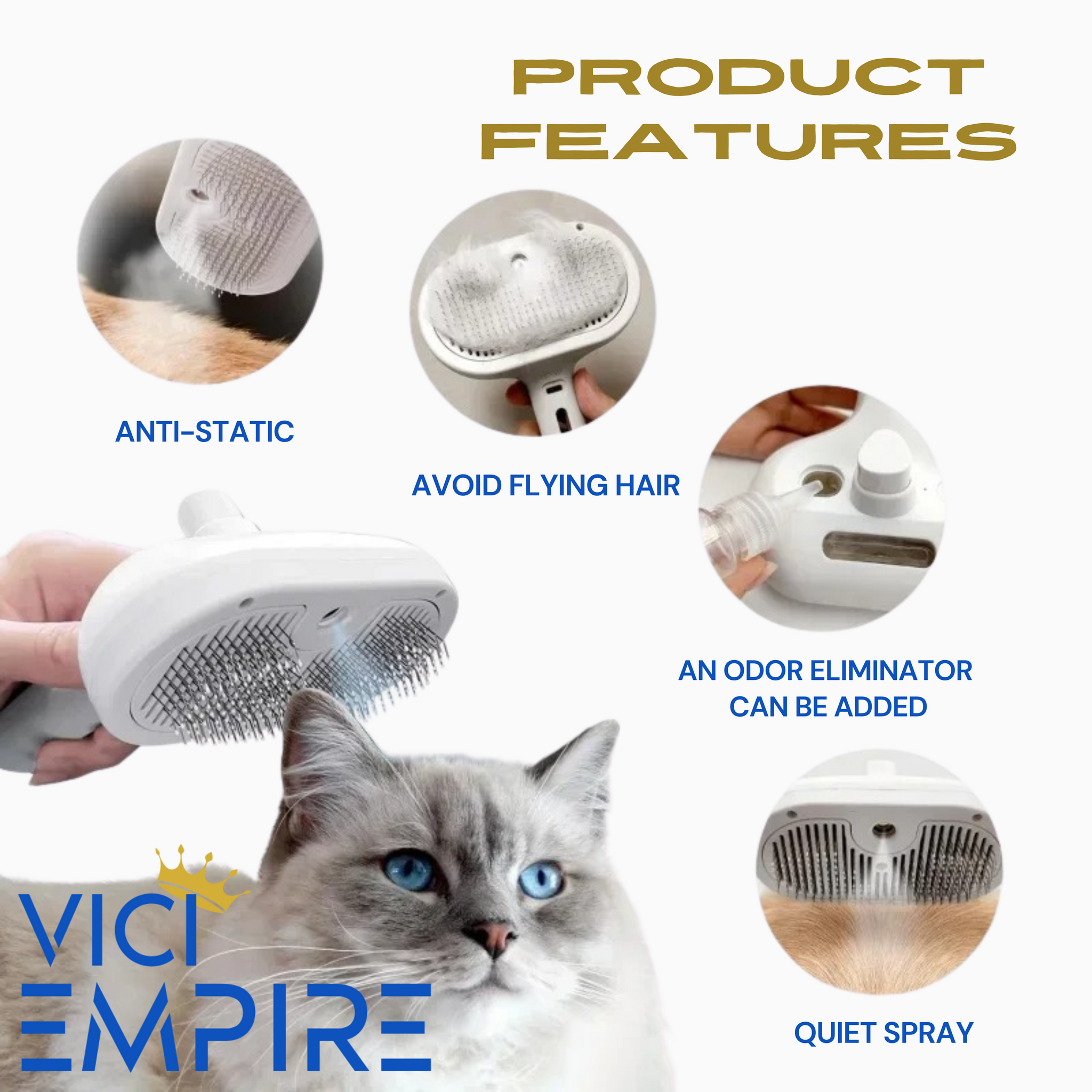 VICI EMPIRE Steam Grooming Comb – Spa-Quality Grooming, Effortless Shedding Control - VICI EMPIRE